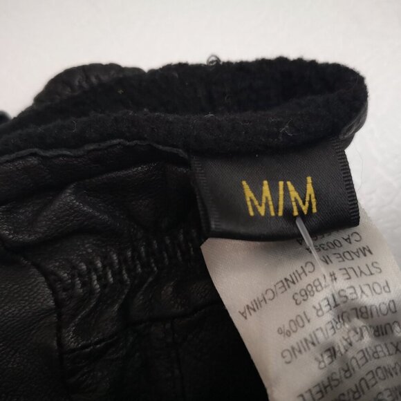 Paris Ladies Size Medium Black Genuine Leather Fleece Lined Mitts - Picture 3 of 5